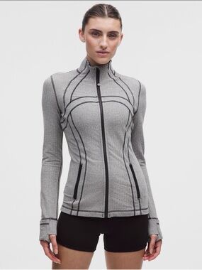LULULEMON sz 6 DEFINE Jacket HERRINGBONE Heathered Black Dove Gray  HHBD